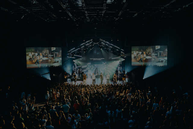 Image of InsideOut band on stage for worship